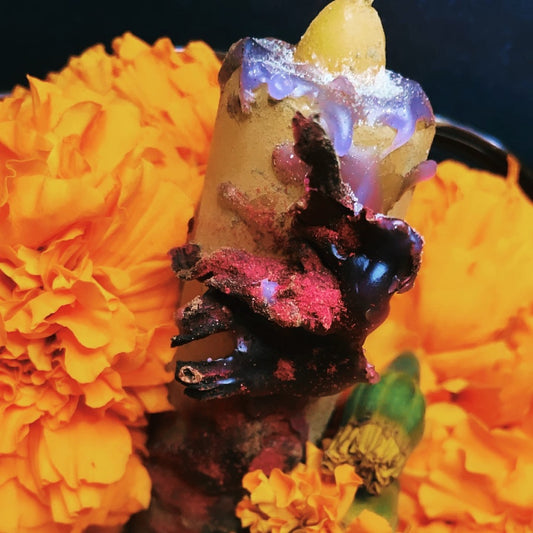 "AQUI ESTOY" yellow MONEY candle